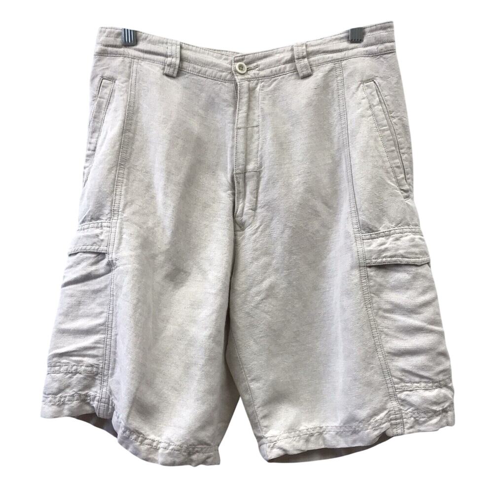 Cubavera Shorts Mens 32 Linen Beige